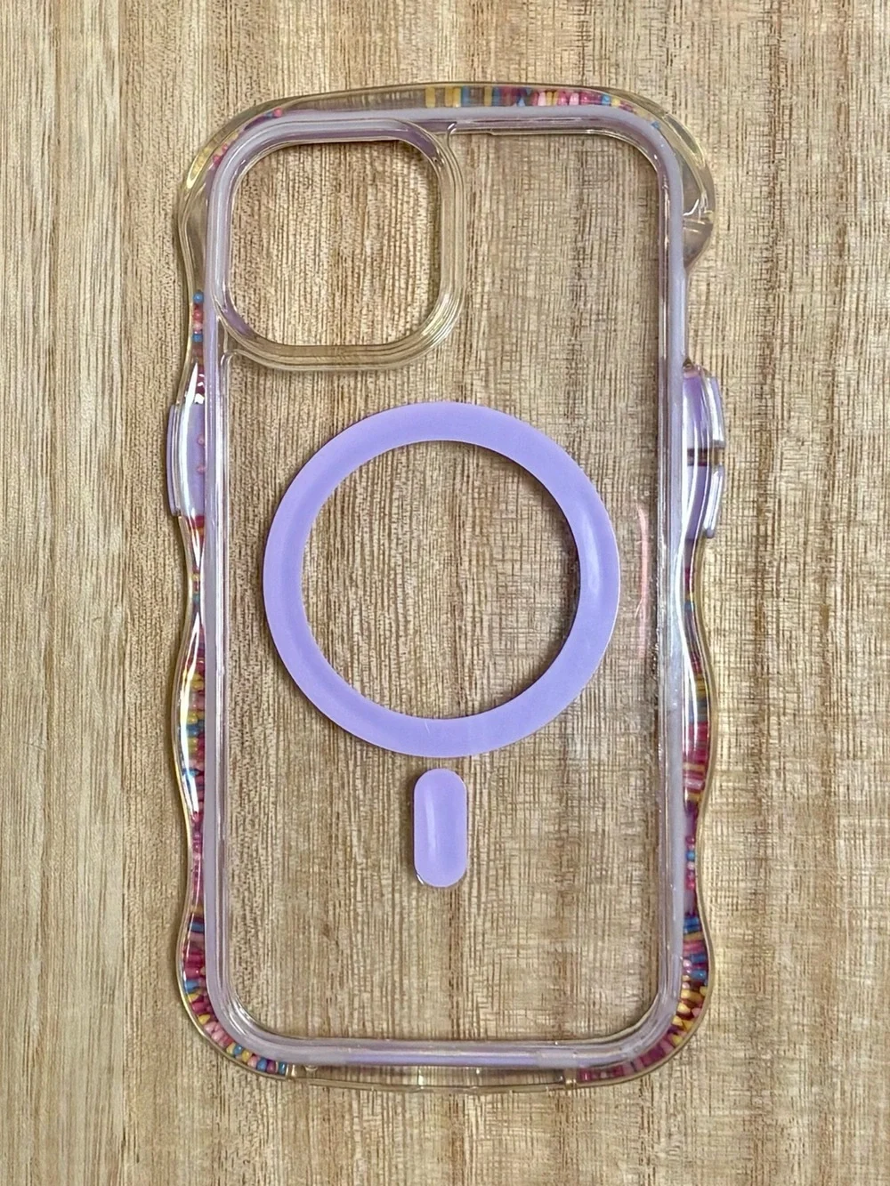 Purple Clear Protective iPhone 13/14/15 Case with MagSafe Ring